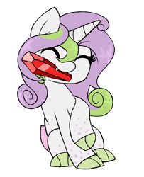 Size: 2496x3072 | Tagged: safe, artist:mississippikite, oc, oc only, oc:sweet pine, parent:spike, parent:sweetie belle, parents:spikebelle, species:dracony, cute, gem, hybrid, interspecies offspring, offspring, simple background, solo, white background