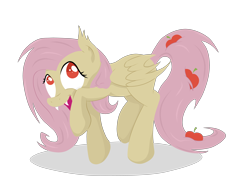 Size: 5298x3988 | Tagged: safe, artist:patchnpaw, character:flutterbat, character:fluttershy, species:bat pony, species:pony, apple, fangs, female, food, sneaky, solo