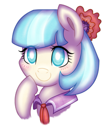 Size: 459x539 | Tagged: safe, artist:eipred, character:coco pommel, c:, female, portrait, raised hoof, simple background, smiling, solo, transparent background