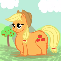 Size: 1600x1600 | Tagged: source needed, safe, artist:metalforever, character:applejack, applefat, double chin, fat