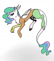 Size: 2136x2392 | Tagged: safe, artist:broohan, character:princess celestia, species:draconequus, celestequus, draconequified, female, simple background, solo, species swap, white background