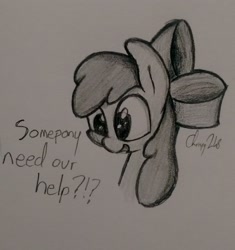 Size: 1492x1588 | Tagged: safe, artist:chrispy248, character:apple bloom, female, monochrome, solo, traditional art