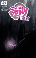Size: 768x1240 | Tagged: safe, artist:ciyunhe, part of a set, character:twilight sparkle, comic:falling into the deep, chinese, comic, comic cover, female, glowing horn, lineless, manhua, semi-grimdark series, solo, stairs