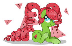 Size: 600x384 | Tagged: safe, artist:mlpdarksparx, oc, oc only, oc:watermelon fizz, food, food pony, original species, solo