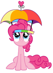 Size: 900x1242 | Tagged: safe, artist:are-you-jealous, character:pinkie pie, species:earth pony, species:pony, episode:feeling pinkie keen, g4, my little pony: friendship is magic, clothing, female, hat, looking up, rainbow hat, simple background, solo, transparent background, umbrella hat, vector
