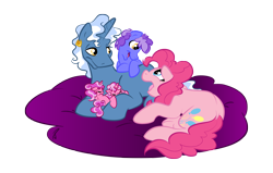 Size: 3300x2100 | Tagged: safe, artist:littletiger488, character:pinkie pie, character:pokey pierce, oc, oc:retro, oc:spice pie, oc:sugar pie, parent:pinkie pie, parent:pokey pierce, parents:pokeypie, ship:pokeypie, female, male, offspring, shipping, straight