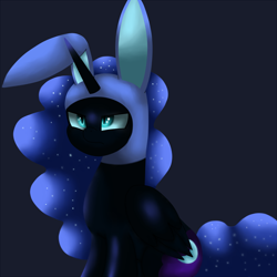 Size: 1500x1500 | Tagged: safe, artist:king-sombrero, character:nightmare moon, character:princess luna, bunny ears, cute, female, solo