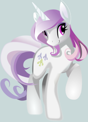 Size: 2988x4118 | Tagged: safe, artist:anrw22, artist:cenit-v, character:fleur-de-lis, species:pony, species:unicorn, cute, female, fleurabetes, happy, looking right, raised hoof, smiling, solo, trace