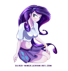 Size: 1500x1584 | Tagged: safe, artist:silver-wingx, character:rarity, my little pony:equestria girls, beautiful, belly button, clothing, female, midriff, sexy, short shirt, skirt, solo