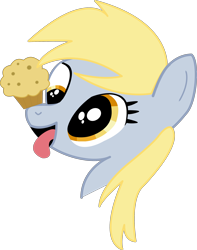 Size: 2230x2829 | Tagged: safe, artist:chrispy248, character:derpy hooves, species:pegasus, species:pony, balancing, bust, female, food, mare, muffin, ponies balancing stuff on their nose, portrait, solo, tongue out