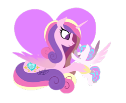 Size: 650x530 | Tagged: safe, artist:dragonfruitdarigan, character:princess cadance, character:princess flurry heart, lineless, mama cadence, mother and daughter, prone