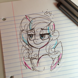 Size: 3024x3024 | Tagged: safe, artist:chelseaz123, character:princess flurry heart, annoyed, doodle, female, lined paper, older, older flurry heart, photo, solo, traditional art
