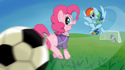 Size: 1920x1080 | Tagged: safe, artist:spicyhamsandwich, character:pinkie pie, character:rainbow dash, character:rarity, football