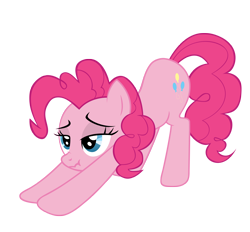 Size: 2000x1856 | Tagged: safe, artist:luckysmores, character:pinkie pie, species:earth pony, species:pony, exploitable meme, female, iwtcird, mare, scrunchy face, simple background, solo, stretching, transparent background
