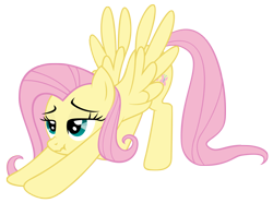 Size: 2500x1855 | Tagged: safe, artist:luckysmores, character:fluttershy, species:pegasus, species:pony, exploitable meme, female, iwtcird, mare, scrunchy face, simple background, solo, stretching, transparent background, vector
