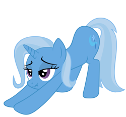 Size: 2000x1855 | Tagged: safe, artist:luckysmores, character:trixie, species:pony, species:unicorn, bedroom eyes, exploitable meme, female, iwtcird, mare, scrunchy face, simple background, solo, stretching, transparent background