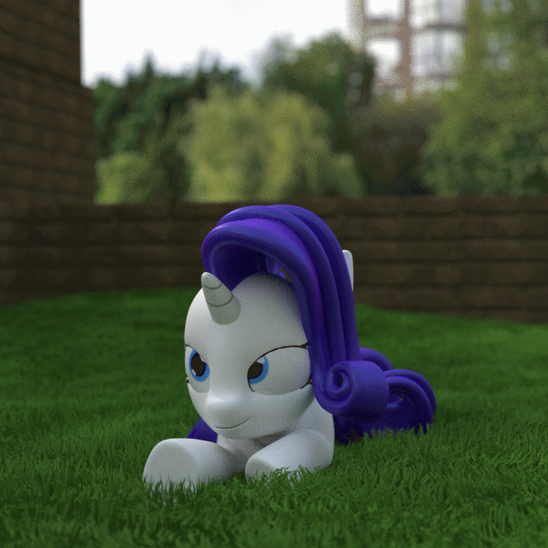 Size: 800x800 | Tagged: safe, artist:uncommented, character:rarity, species:pony, species:unicorn, 3d, 60 fps, absurd file size, absurd gif size, animated, behaving like a cat, blender, cute, female, it's coming right at us, leaping, mare, pounce, rarara, raribetes, raricat, solo, wiggle