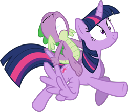 Size: 8192x7190 | Tagged: safe, artist:thorinair, character:spike, character:twilight sparkle, character:twilight sparkle (alicorn), species:alicorn, species:dragon, species:pony, ponyscape, episode:castle sweet castle, g4, my little pony: friendship is magic, .svg available, absurd resolution, dragons riding ponies, inkscape, simple background, transparent background, vector, wing pull