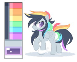 Size: 1024x819 | Tagged: safe, artist:sallylapone, oc, oc only, parent:rainbow dash, parent:soarin', parents:soarindash, offspring, reference sheet, solo