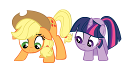 Size: 7500x4197 | Tagged: safe, artist:richhap, character:applejack, character:twilight sparkle, episode:the cutie pox, g4, my little pony: friendship is magic, absurd resolution, cute, floppy ears, simple background, transparent background, vector