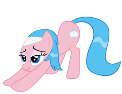 Size: 2415x1855 | Tagged: safe, artist:luckysmores, character:aloe, species:pony, exploitable meme, female, iwtcird, mare, scrunchy face, simple background, solo, stretching, transparent background