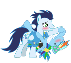Size: 1875x1657 | Tagged: safe, artist:linormusicbeatpone, character:rainbow dash, character:soarin', species:pony, ship:soarindash, blushing, dancing, male, shipping, simple background, straight, transparent background, vector