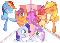 Size: 3500x2500 | Tagged: safe, artist:patchnpaw, character:apple bloom, character:applejack, character:rainbow dash, character:rarity, character:scootaloo, character:sweetie belle, applelove, cutie mark, cutie mark crusaders, scootalove, sisters, sweetielove, the cmc's cutie marks