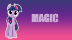 Size: 1024x576 | Tagged: safe, artist:kevinerino, edit, part of a set, character:twilight sparkle, female, gradient background, one word, solo, wallpaper, wallpaper edit