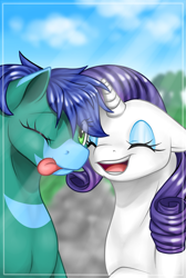 Size: 1107x1646 | Tagged: safe, artist:dedonnerwolke, character:rarity, oc, oc:flashy, selfie, tongue out