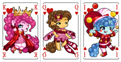 Size: 3072x1585 | Tagged: safe, artist:dedonnerwolke, character:cheese sandwich, character:party favor, character:pinkie pie, species:anthro, card, party trio, playing card