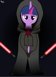 Size: 1700x2338 | Tagged: safe, artist:victoria-luna, character:twilight sparkle, crossover, female, lightsaber, sith, solo, star wars, weapon