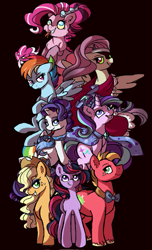 Size: 697x1145 | Tagged: safe, artist:mississippikite, character:applejack, character:big mcintosh, character:discord, character:flam, character:flim, character:fluttershy, character:king sombra, character:lightning dust, character:pinkie pie, character:rarity, character:starlight glimmer, character:sunset shimmer, character:suri polomare, character:trixie, character:twilight sparkle, character:twilight sparkle (unicorn), species:draconequus, species:pony, species:unicorn, alternate hairstyle, black background, bow tie, cape, cloak, clothing, dark magic, draconequified, evil counterpart, female, flim flam brothers, magic, makeup, male, mare, pinkonequus, simple background, species swap