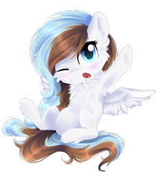 Size: 1750x1900 | Tagged: safe, artist:skajcia, oc, oc only, oc:waffles, species:pegasus, species:pony, blushing, fluffy, pegasus oc, simple background, solo, transparent background, wings