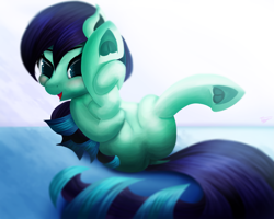 Size: 1875x1500 | Tagged: safe, artist:tyzain, character:coloratura, species:earth pony, species:pony, blushing, cute, dock, featureless crotch, female, hoofsies, looking at you, open mouth, rarabetes, simple background, smiling, smiling at you, solo, underhoof