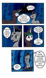 Size: 3000x5000 | Tagged: safe, artist:astroanimations, character:king sombra, character:princess celestia, comic:celestia's yearning, ship:celestibra, cave, cloak, clothing, comic, male, reformed sombra, shipping, straight