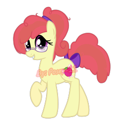 Size: 2000x2000 | Tagged: safe, artist:posey-11, oc, oc only, parent:apple bloom, parent:twist, parents:twistbloom, species:earth pony, species:pony, bow, female, glasses, magical lesbian spawn, mare, offspring, simple background, solo, tail bow, transparent background, watermark