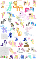 Size: 1024x1634 | Tagged: safe, artist:kasun05, character:allie way, character:applejack, character:bon bon, character:cloudchaser, character:derpy hooves, character:dj pon-3, character:fleur-de-lis, character:fluttershy, character:lyra heartstrings, character:mayor mare, character:nightmare moon, character:octavia melody, character:pinkie pie, character:princess luna, character:rainbow dash, character:rarity, character:scootaloo, character:sweetie drops, character:twilight sparkle, character:vinyl scratch, ship:pinkiedash, coffee, discorded, female, filly, flockdraw, fluttersnail, lesbian, robin, shipping, species swap, wet mane