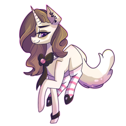 Size: 1000x1000 | Tagged: safe, artist:mentalphase, oc, oc only, oc:cookie crumb, species:pony, species:unicorn, clothing, female, mare, simple background, socks, solo, striped socks, transparent background