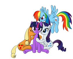 Size: 2000x1622 | Tagged: safe, artist:furor1, character:applejack, character:rainbow dash, character:rarity, character:twilight sparkle, ship:rarilight, ship:twidash, ship:twijack, female, lesbian, shipping, twilight sparkle gets all the mares