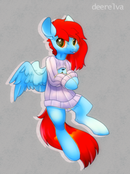 Size: 809x1082 | Tagged: safe, artist:elvche, oc, oc only, species:pegasus, species:pony, clothing, heart eyes, open-chest sweater, raspberry, solo, sweater, tongue out, wingding eyes