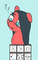 Size: 500x785 | Tagged: safe, artist:sandwichdelta, oc, oc only, species:earth pony, species:pony, bags under eyes, chest fluff, curious, female, mare, pony randomizer challenge, solo, tired