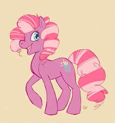 Size: 501x537 | Tagged: safe, artist:rollingrabbit, species:earth pony, species:pony, g1, caramel crunch, female, g1 to g4, generation leap, mare, simple background, solo, tan background