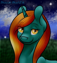 Size: 1000x1098 | Tagged: safe, artist:kirakamaura, artist:marsh-mal-oh, oc, oc only, species:pony, species:unicorn, commission, lidded eyes, shading, solo, ych result