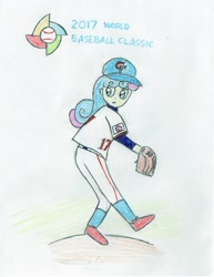 Size: 1432x1852 | Tagged: safe, anonymous artist, character:bon bon, character:sweetie drops, my little pony:equestria girls, baseball, chinese taipei, female, solo, world baseball classic