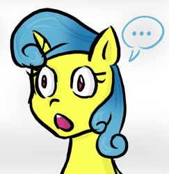 Size: 467x481 | Tagged: safe, artist:drhikari, character:lemon hearts, species:pony, species:unicorn, comic:dealing with depression, cropped, female, gradient background, open mouth, reaction, solo