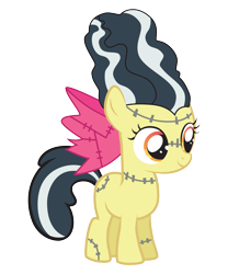 Size: 2500x3000 | Tagged: safe, artist:vectorshy, character:apple bloom, species:earth pony, species:pony, bride of frankenstein, costume, female, filly, nightmare night, solo, stitches