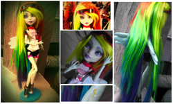Size: 1246x747 | Tagged: safe, artist:busoni, character:rainbow dash, species:human, custom, doll, irl, monster high, photo, solo, toy, winged humanization