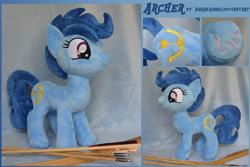 Size: 3872x2592 | Tagged: safe, artist:baraka1980, character:archer, species:pony, archer (character), arrow, high res, irl, photo, plushie, scootablue, solo