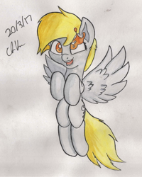Size: 1024x1277 | Tagged: safe, artist:chrispy248, character:derpy hooves, species:pegasus, species:pony, female, mare, solo, surreal, traditional art, wat, watercolor painting