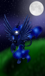 Size: 1024x1706 | Tagged: safe, artist:marsh-mal-oh, character:princess luna, species:alicorn, species:pony, alicorn princess, children of the night, female, improvement, looking up, princess, solo, the magic of night